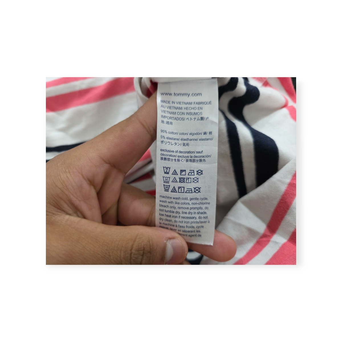 Playera Tommy Hilfiger Mediana M Rayada Blanca Rosa Y Negro