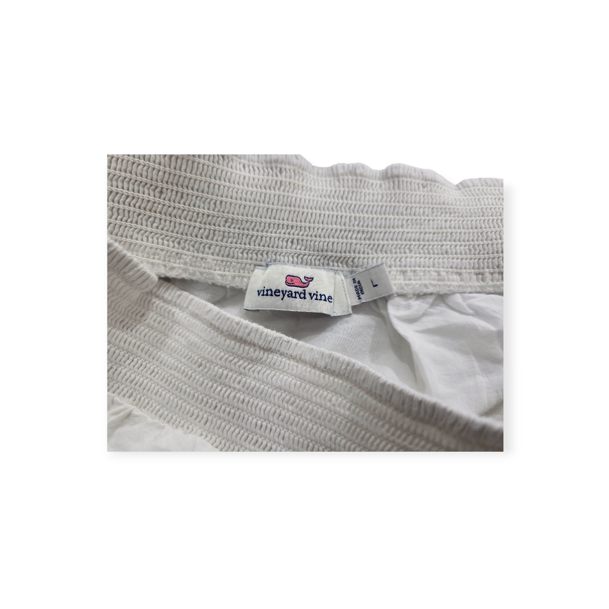 Blusa Campesina Vineyard Vines Grande L Blanco Con Lineas
