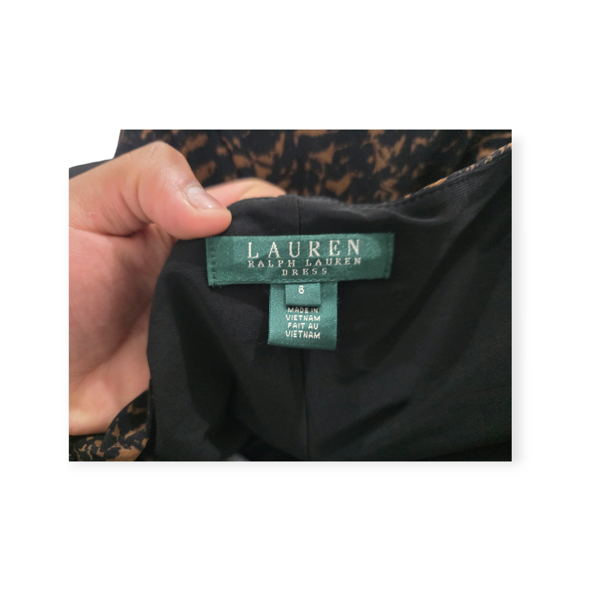 Vestido Ralph Lauren Cafe Con Negro Manga Larga Talla 6