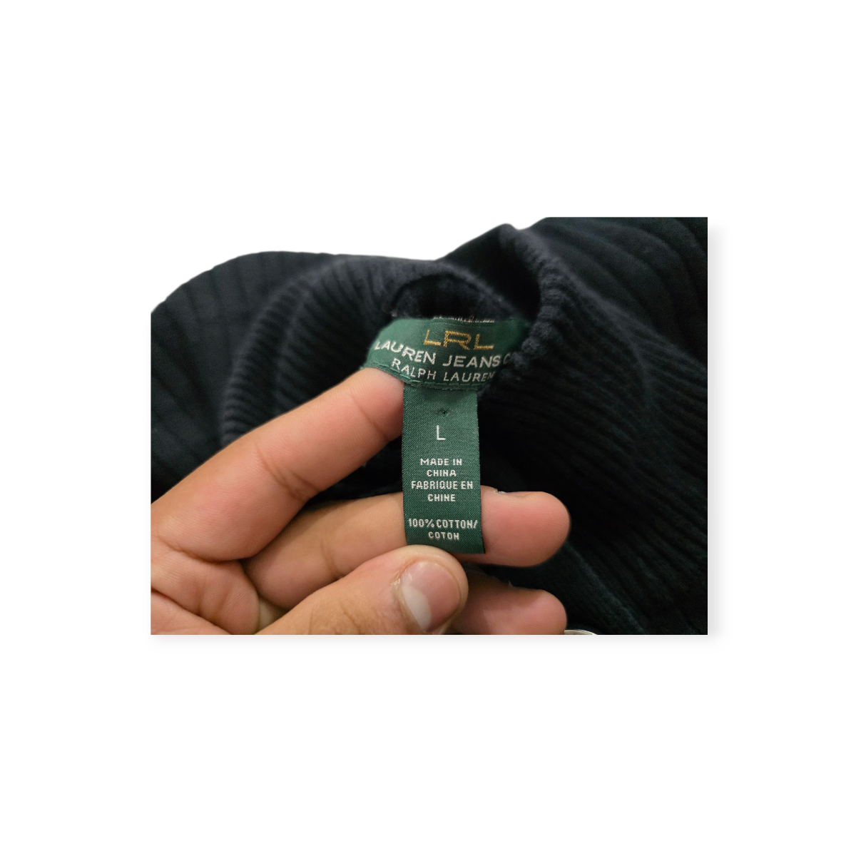 Sueter Ralph Lauren Turtle Neck Medio Boton Grande Negro
