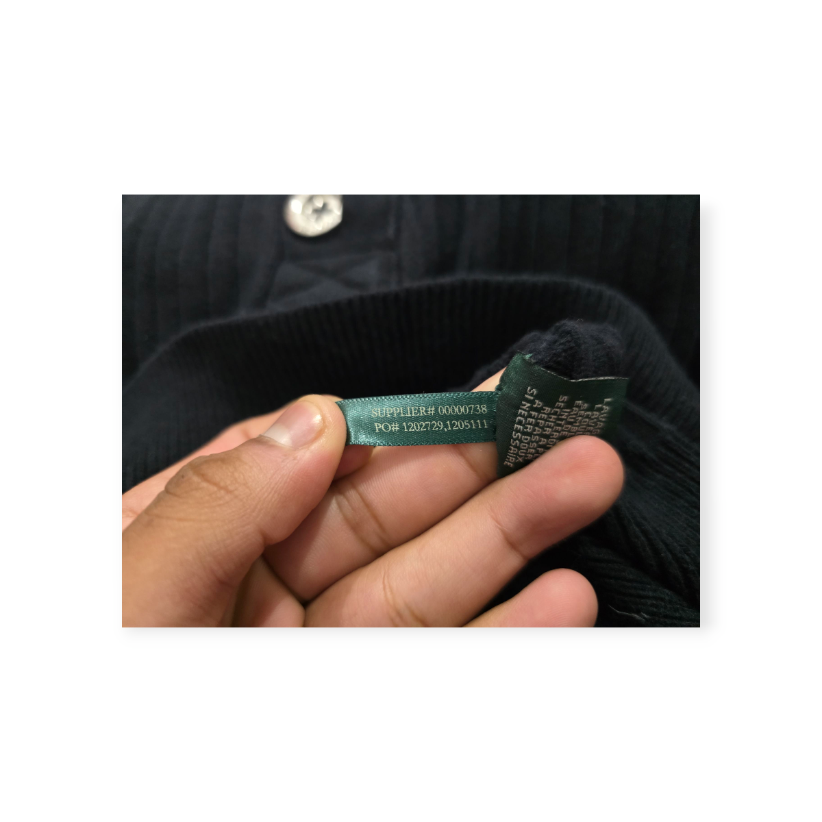Sueter Ralph Lauren Turtle Neck Medio Boton Grande Negro