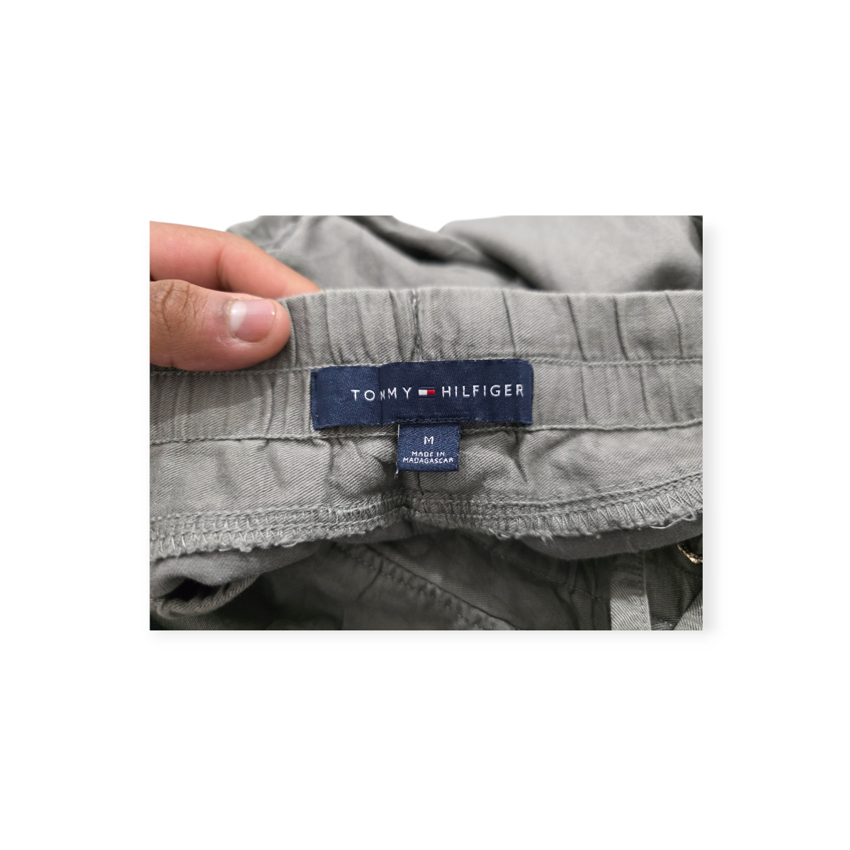 Pantalon Baggy Tommy Hilfiger Tall Mediana Color Gris/verde