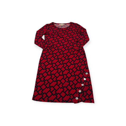 Vestido Michael Kors Manga Larga Rojo Con Azul Talla Chica
