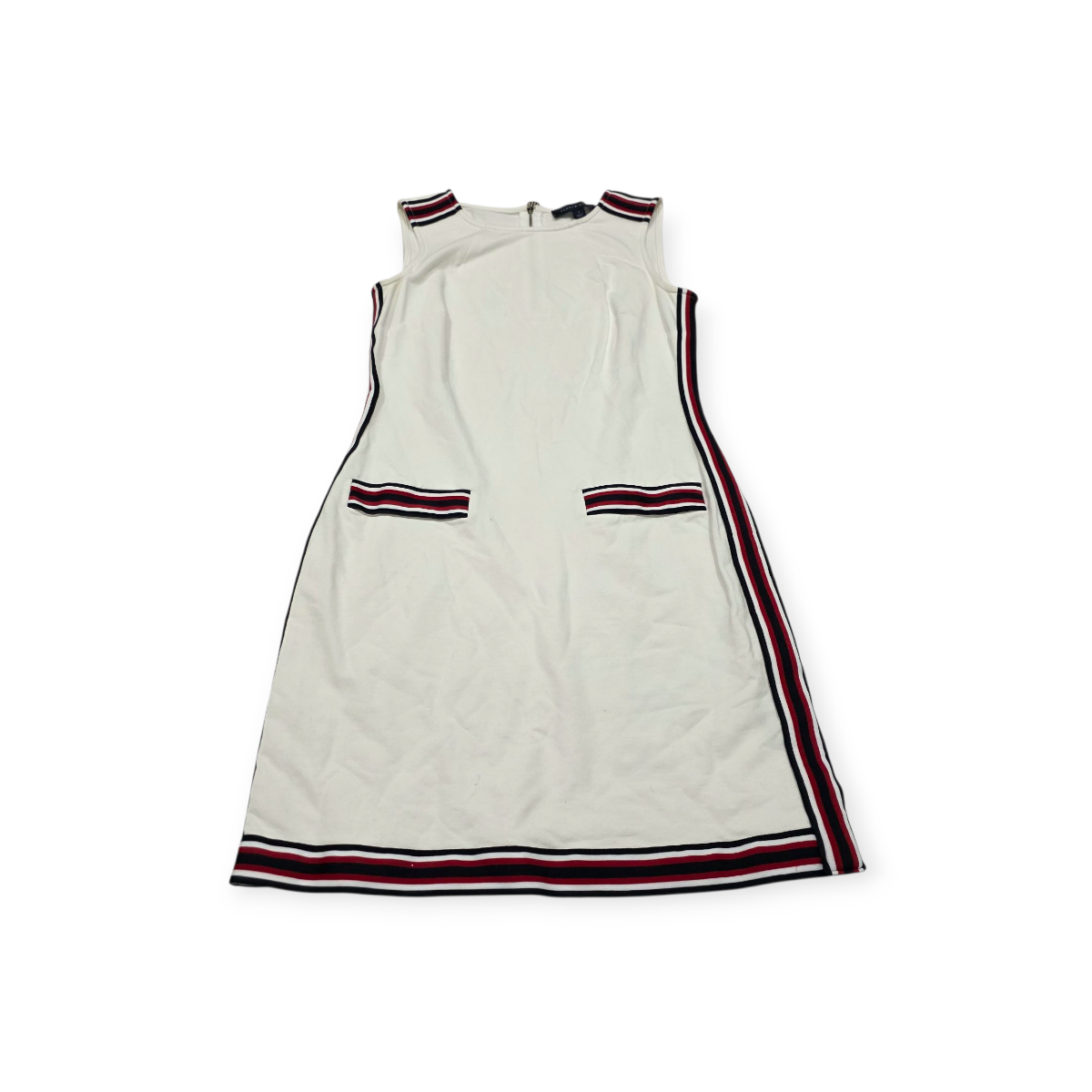 Vestido Tommy Hilfiger Sin Mangas Color Blanco Con Rojo