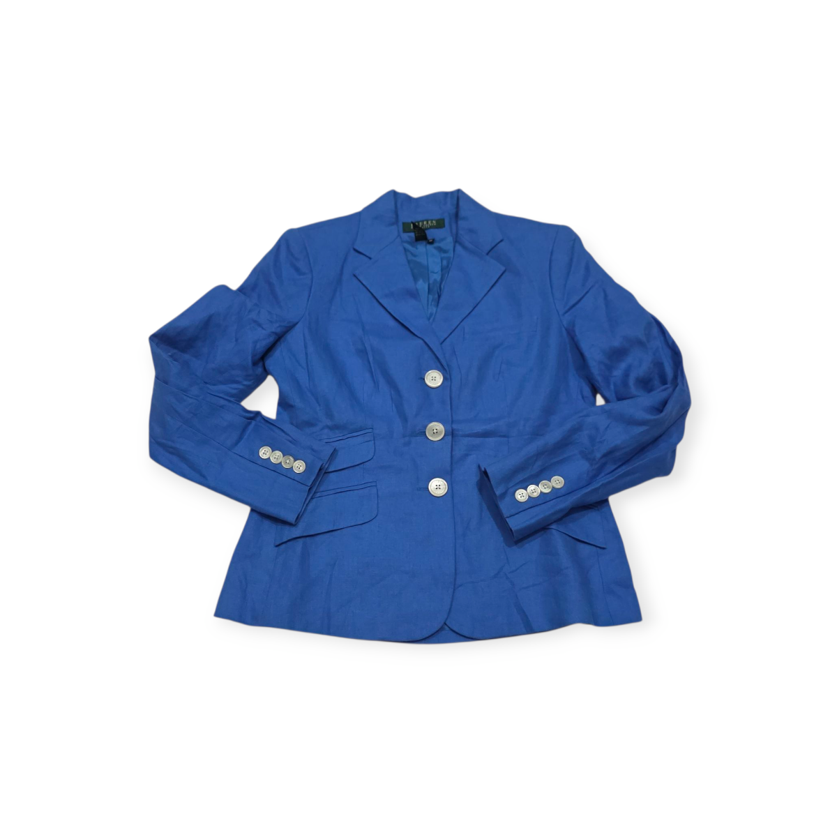 Blazer Ralph Lauren Azul Celeste Talla 2 Petite De Lino