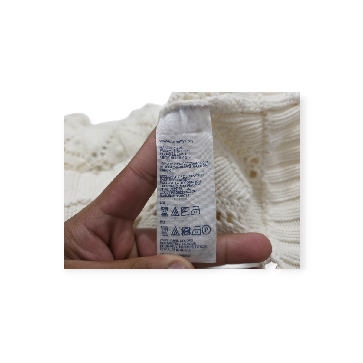 Sueter Tommy Hilfiger Chico S Color Blanco Calado