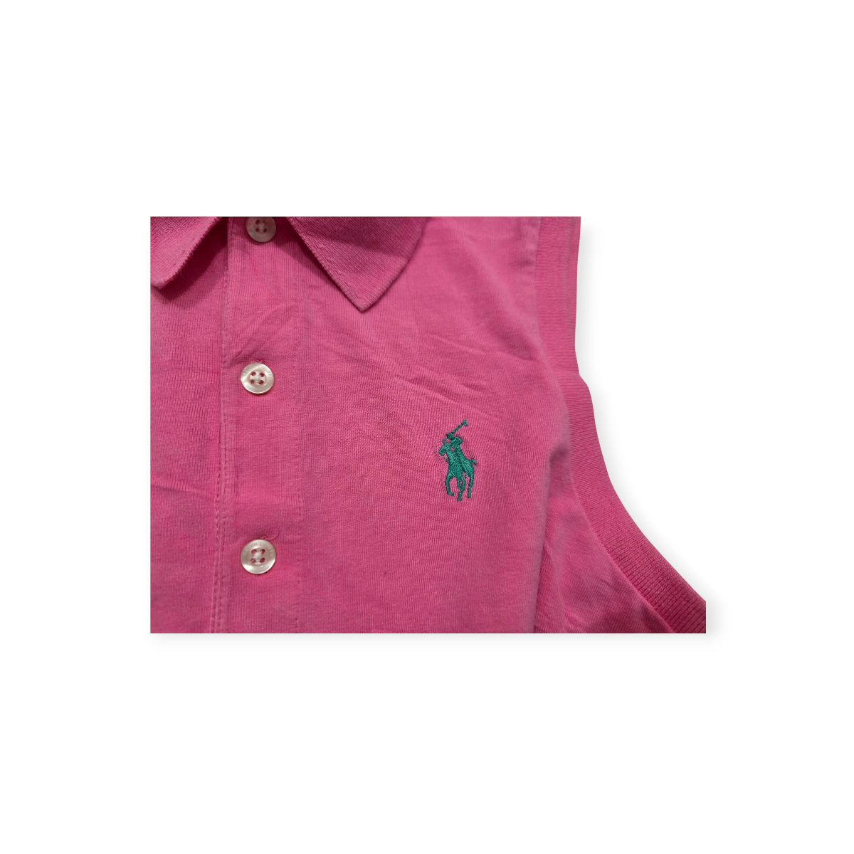 Playera Ralph Lauren Sport Chico Rosa S/mangas Pony Verde