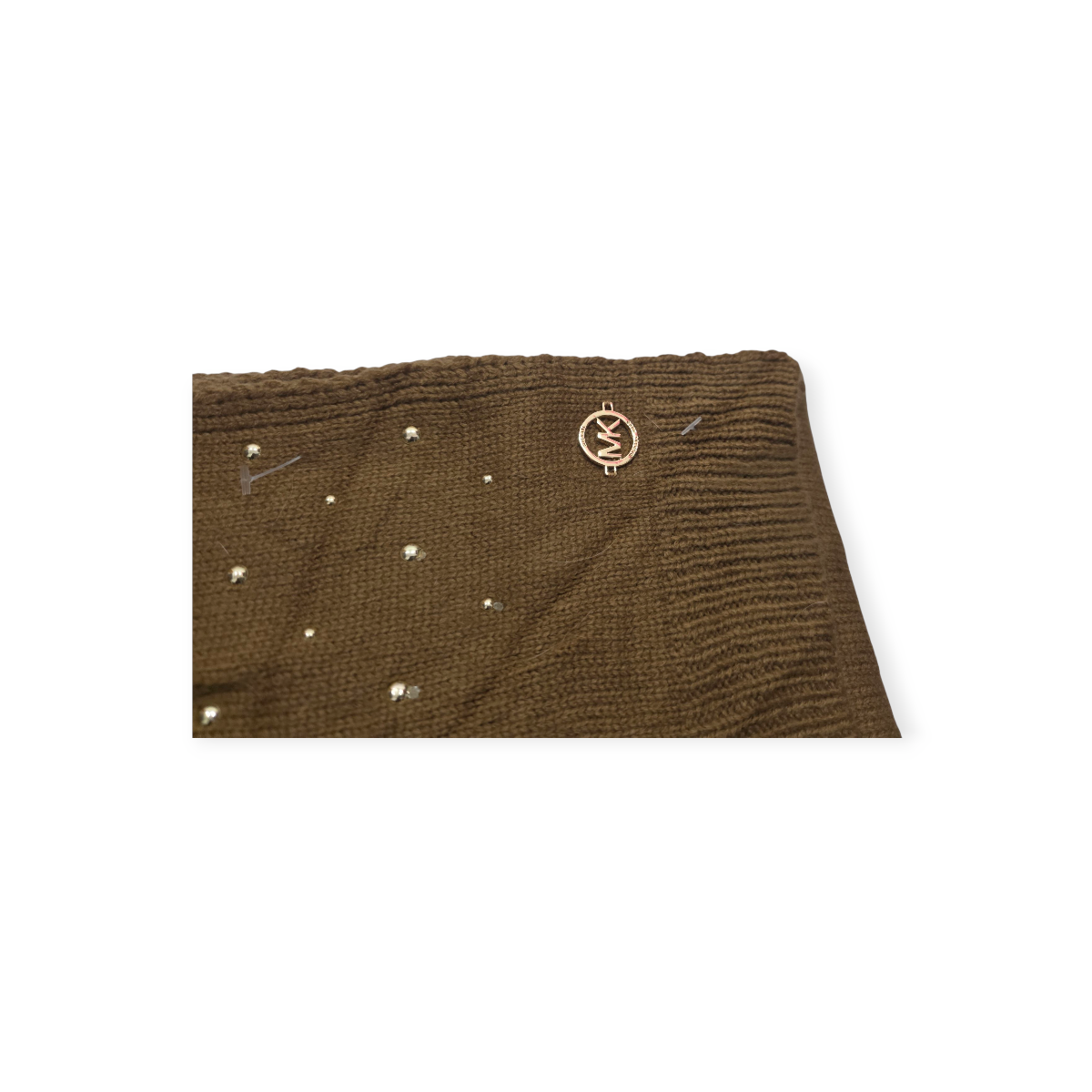 Set De Bufanda Y Gorro Michael Kors Cafe Con Brillos Marrón Claro Unitalla