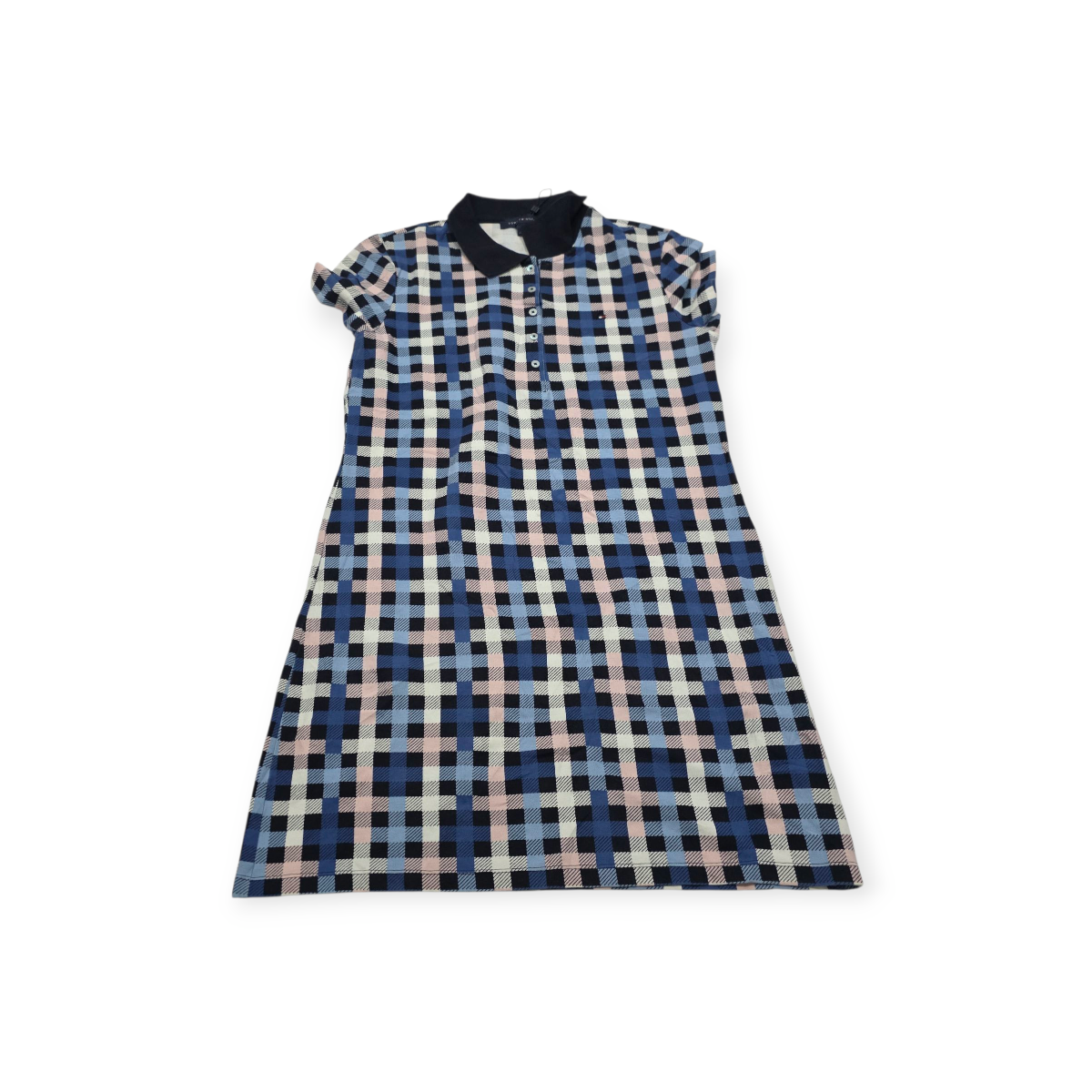 Vestido Tommy Hilfiger Mediana M Rosa Con Azul A Cuadros