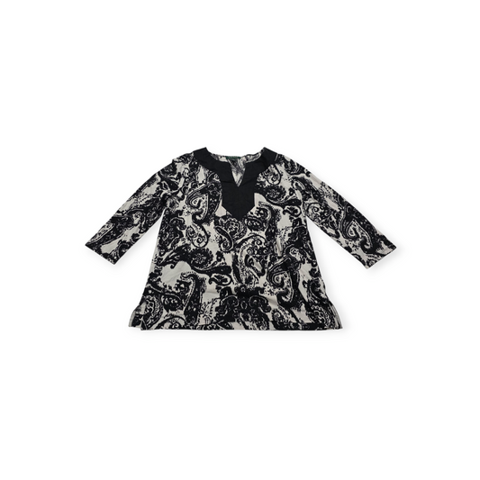 Blusa Ralph Lauren Xgrande Xl Blanco Con Figuras Manga 3/4