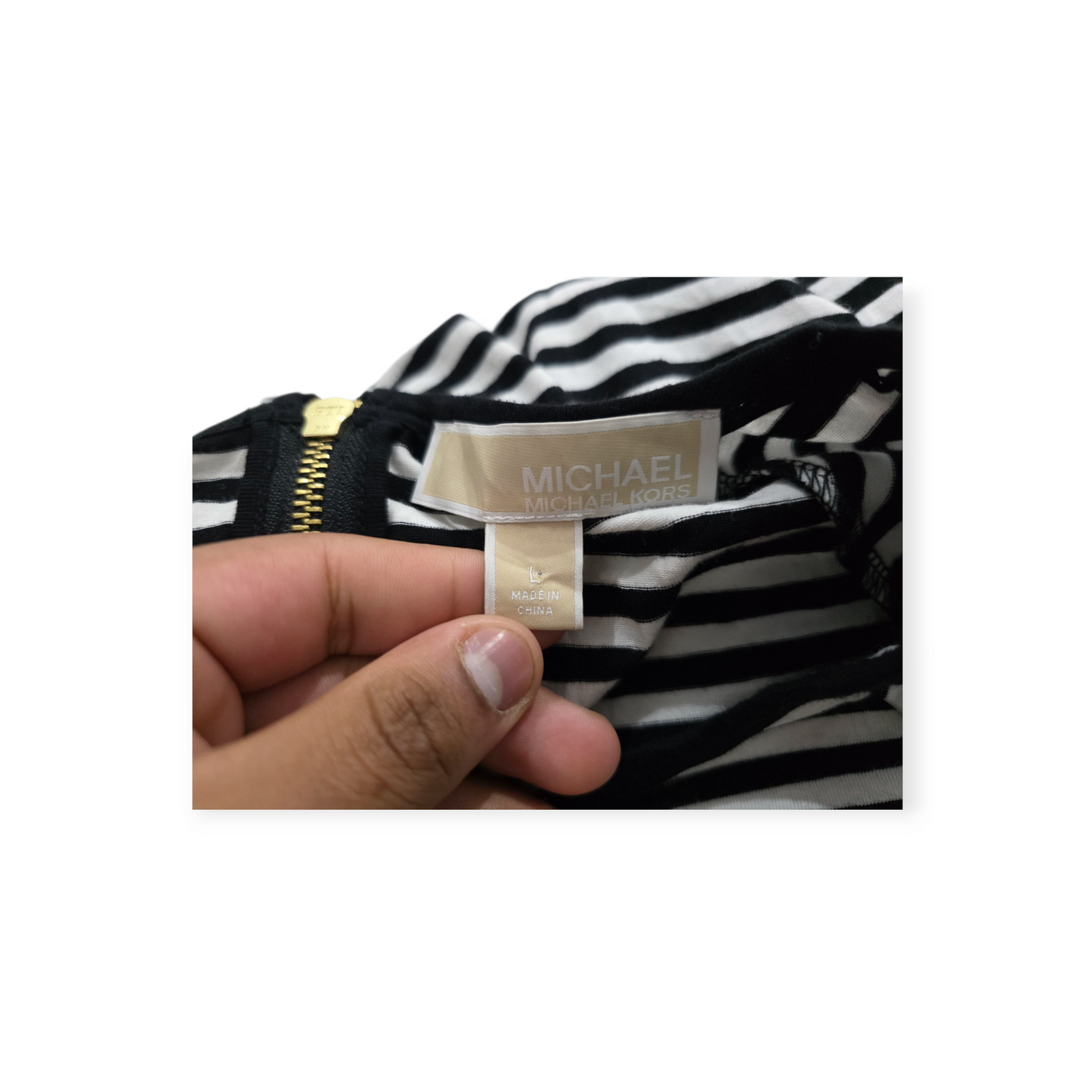 Vestido Michael Kors Grande L Manga Corta Rayada