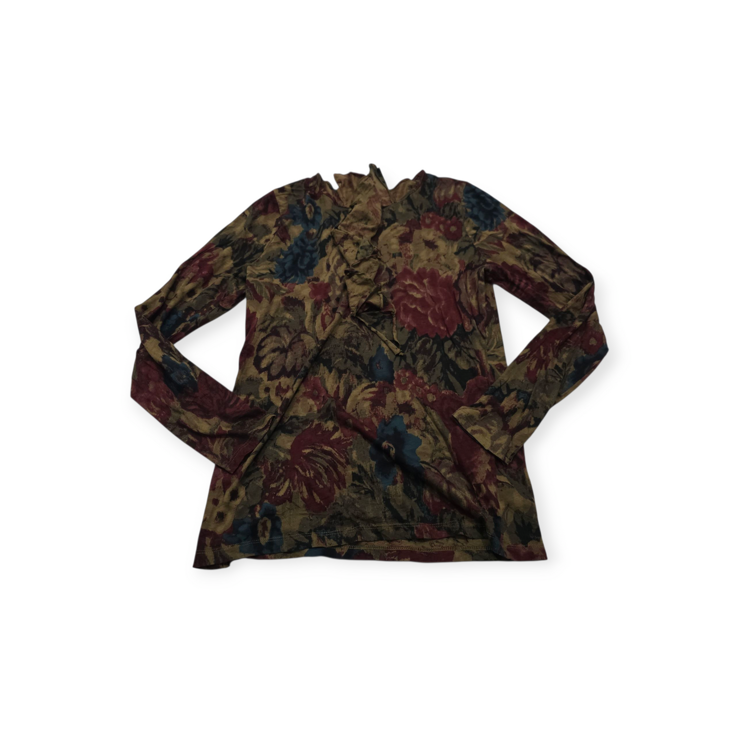 Blusa Ralph Lauren Grande L Cafe Con Flores Manga Larga