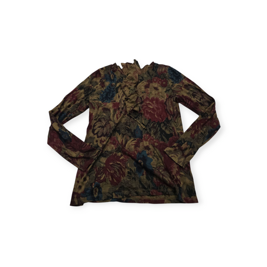 Blusa Ralph Lauren Grande L Cafe Con Flores Manga Larga