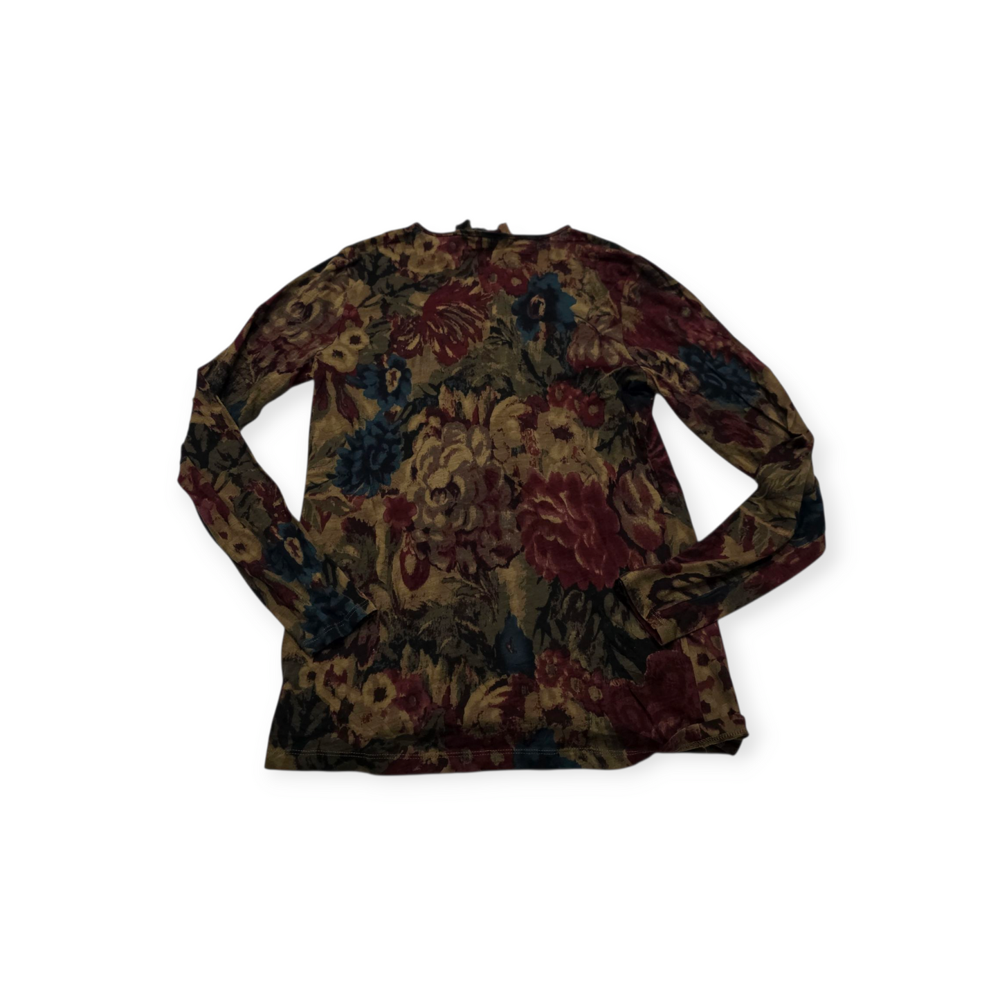 Blusa Ralph Lauren Grande L Cafe Con Flores Manga Larga