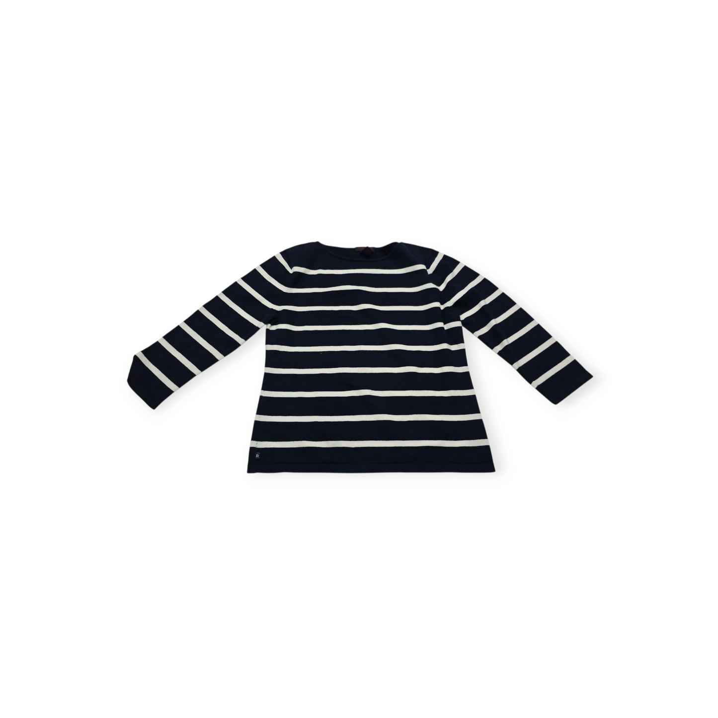 Blusa Ralph Lauren L Azul Marino Manga Larga Lineas Blancas