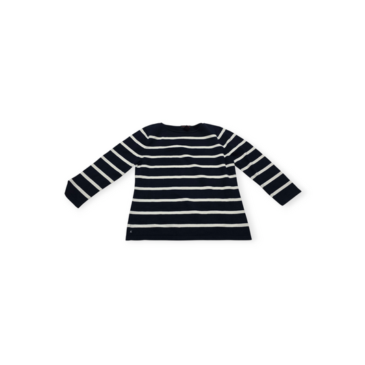 Blusa Ralph Lauren L Azul Marino Manga Larga Lineas Blancas