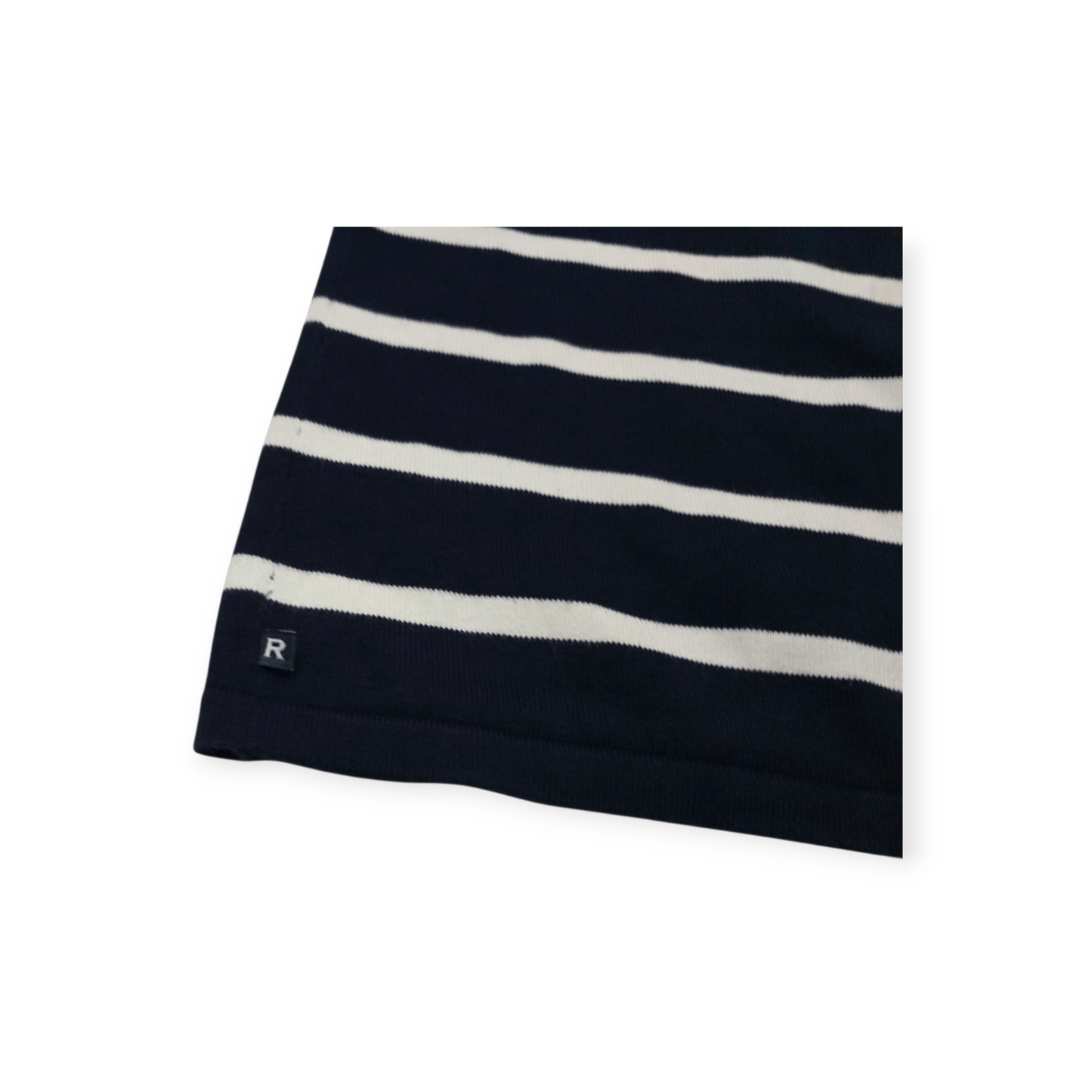 Blusa Ralph Lauren L Azul Marino Manga Larga Lineas Blancas