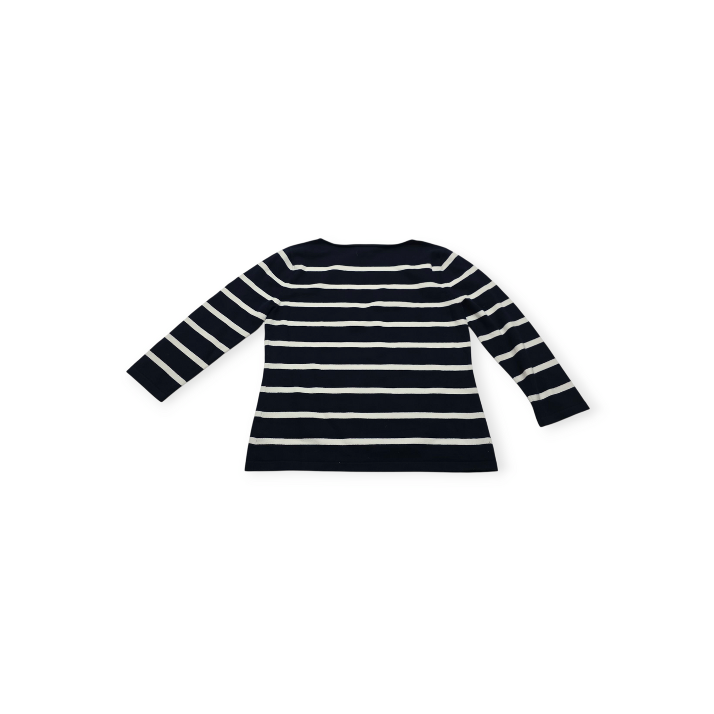 Blusa Ralph Lauren L Azul Marino Manga Larga Lineas Blancas