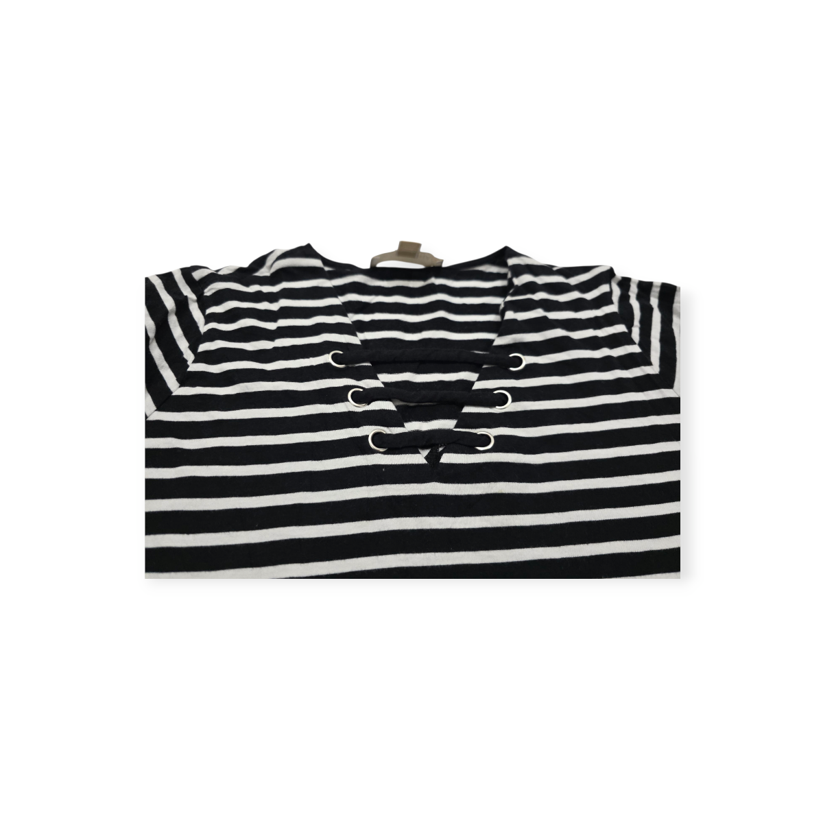 Playera Michael Kors Grande L Negra/blanco Rayada