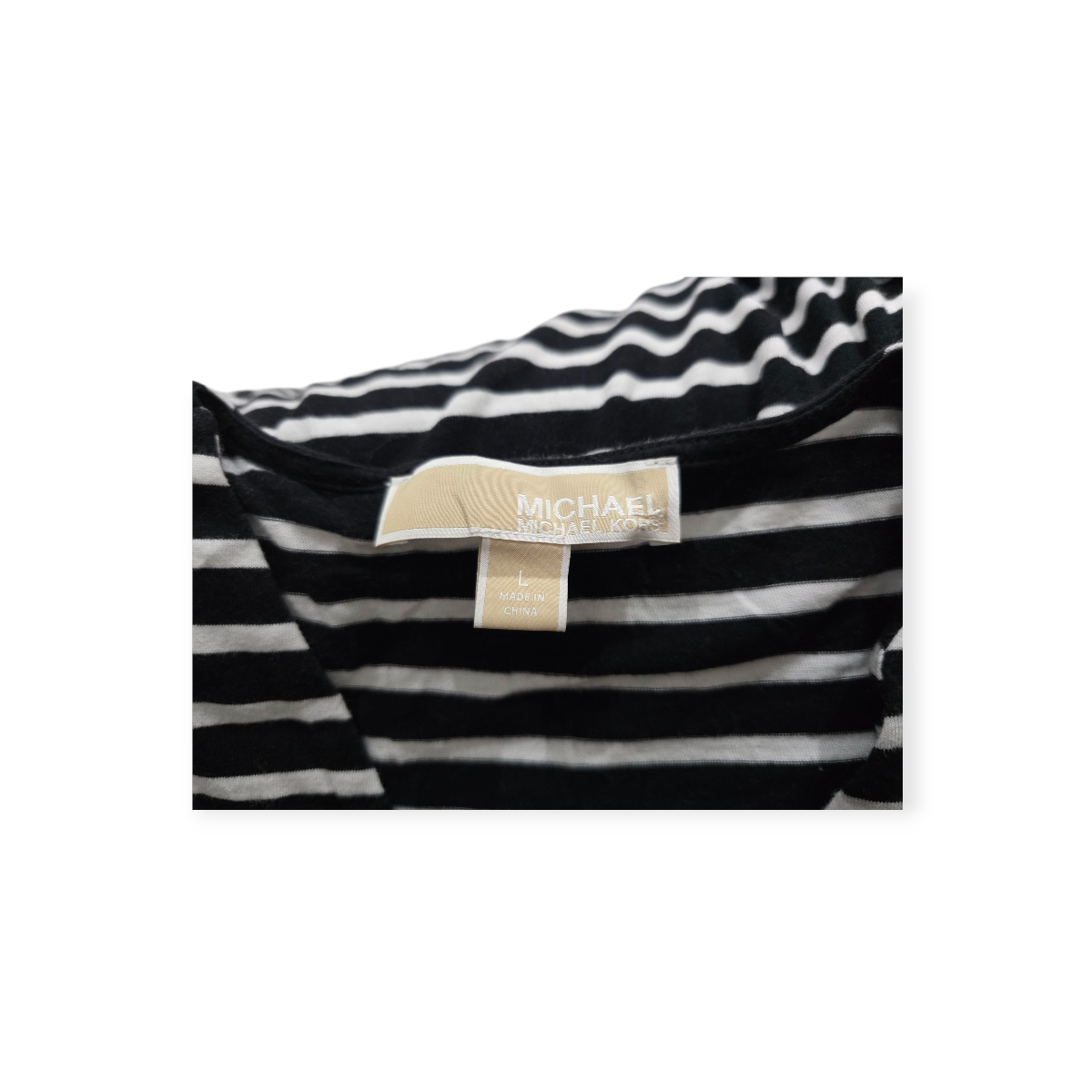 Playera Michael Kors Grande L Negra/blanco Rayada