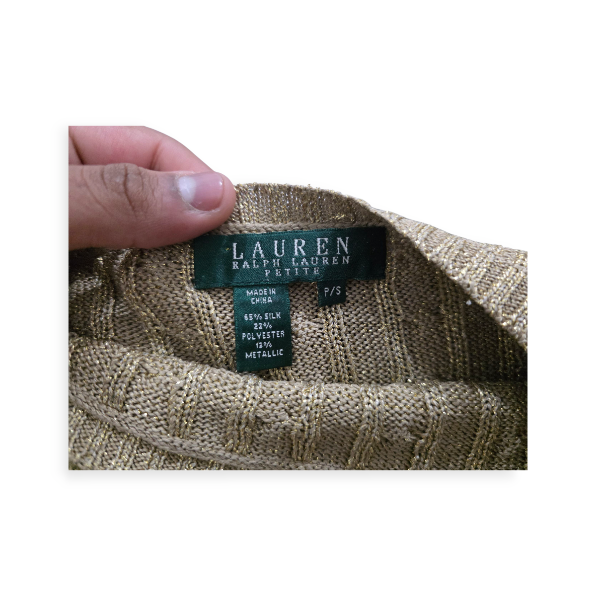 Sueter Ralph Lauren De Seda Dorado Chico Petite