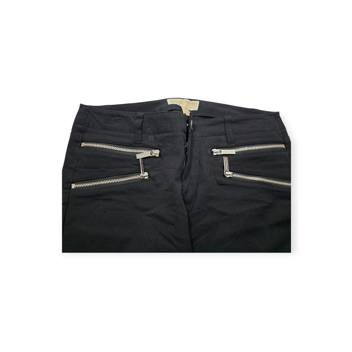 Pantalon Michael Kors Talla 4 Negro Con Cierres Plateados