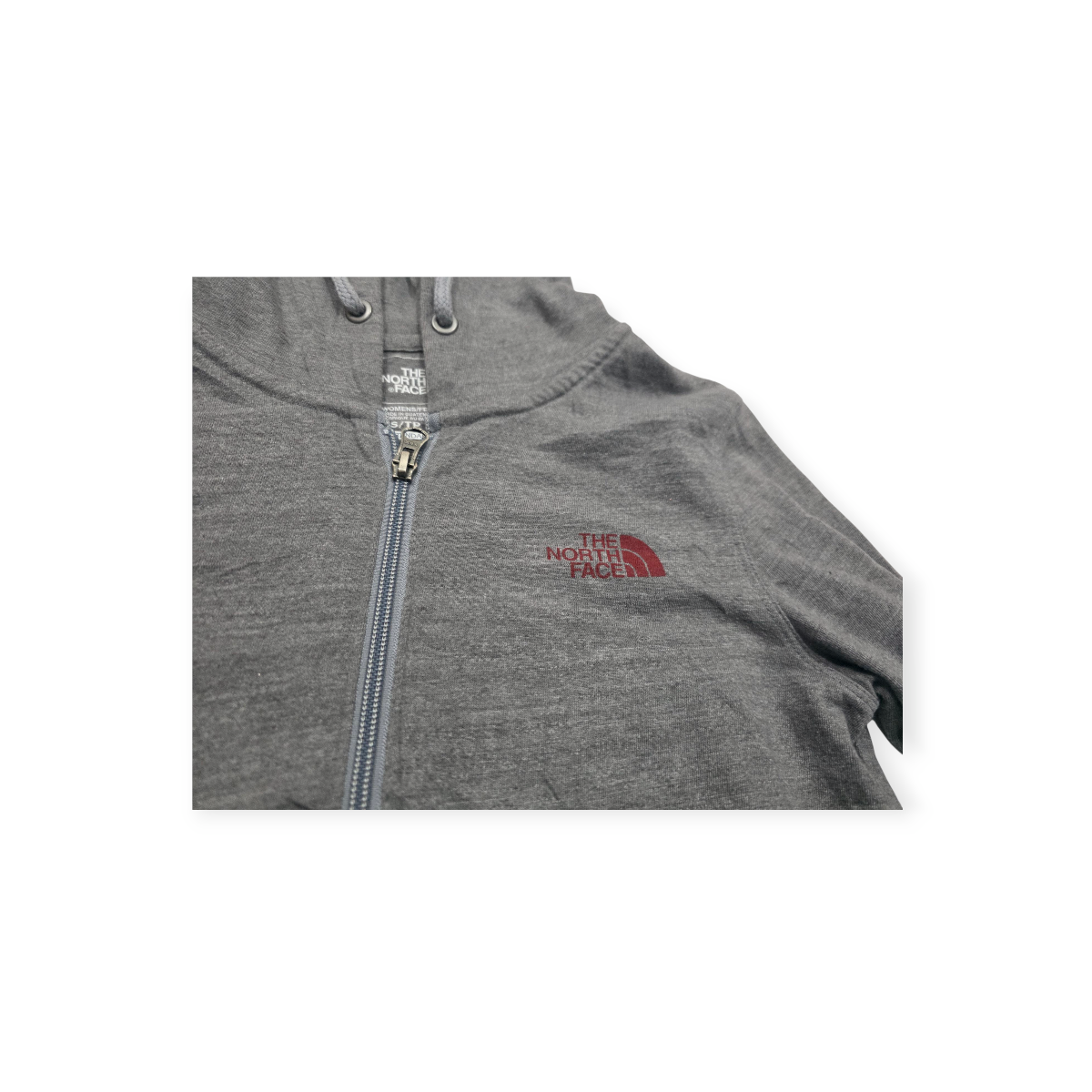 Sudadera The North Face Xchica Xs Cierre Completo Gris Rojo