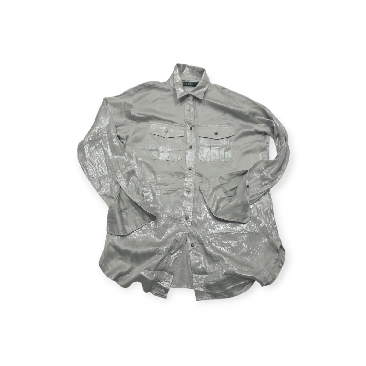Camisa Ralph Lauren Gris Brillante Extra Chica De Mujer
