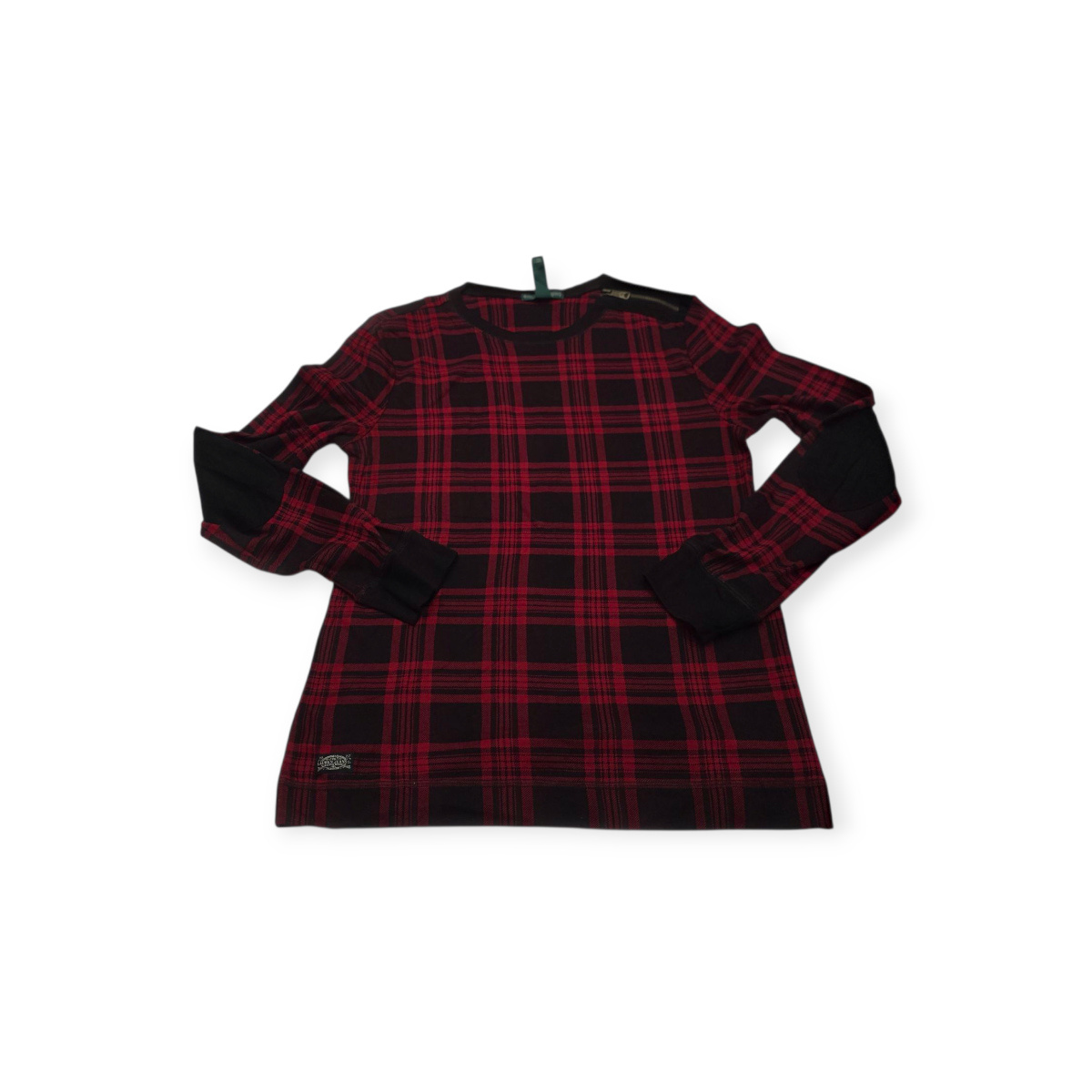 Playera Ralph Lauren Grande L Roja Cuadro Negros Manga Larga
