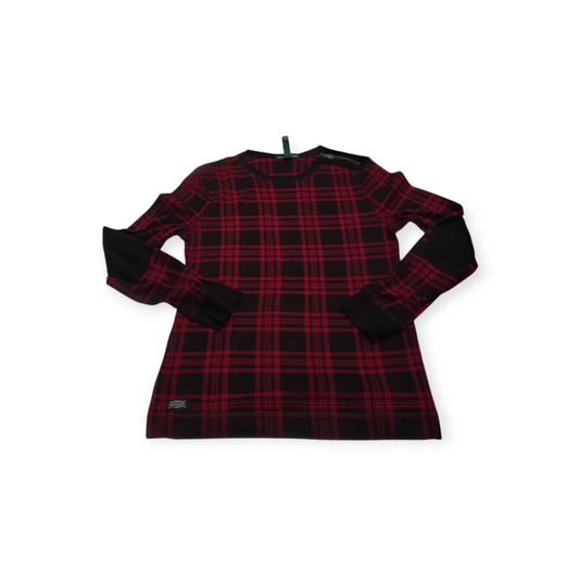 Playera Ralph Lauren Grande L Roja Cuadro Negros Manga Larga