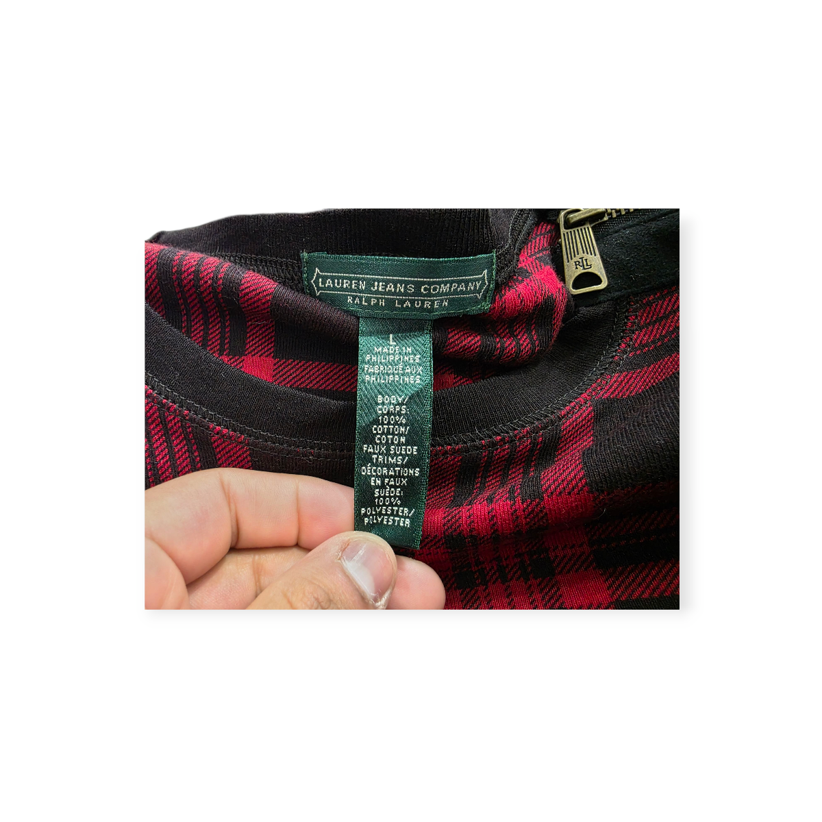 Playera Ralph Lauren Grande L Roja Cuadro Negros Manga Larga