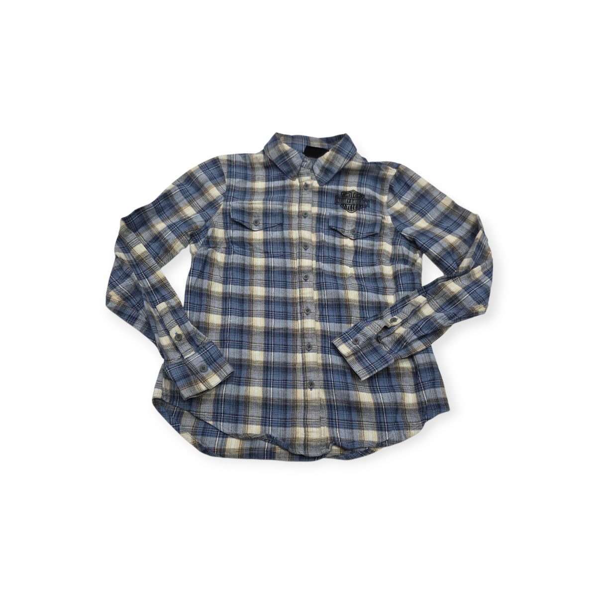 Camisa Harley Davidson De Mujer Xchica Xs Azul Con Beige