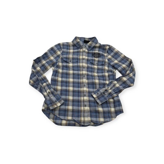 Camisa Harley Davidson De Mujer Xchica Xs Azul Con Beige