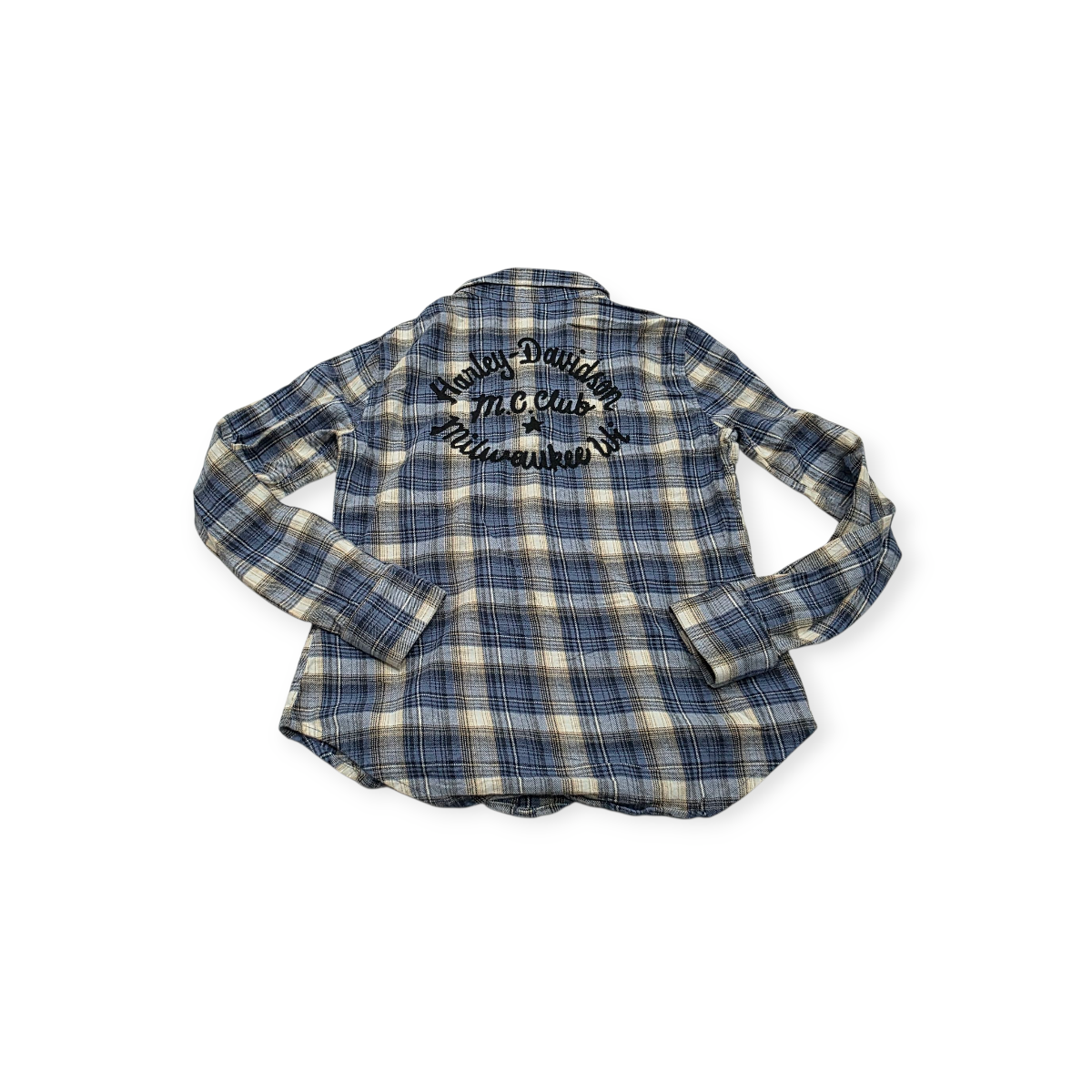 Camisa Harley Davidson De Mujer Xchica Xs Azul Con Beige