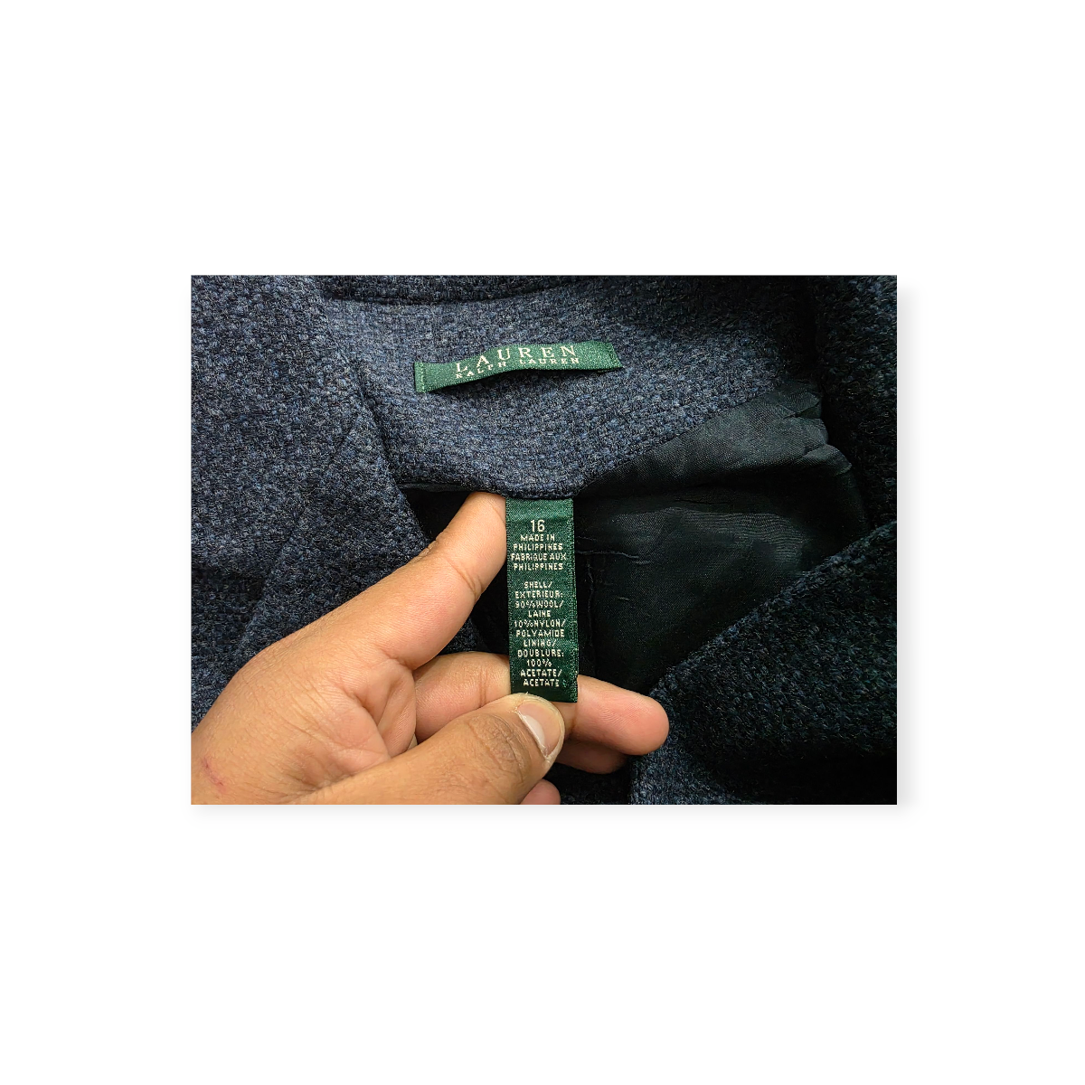 Blazer Ralph Lauren De Mujer Talla 16 Azul Con Gris
