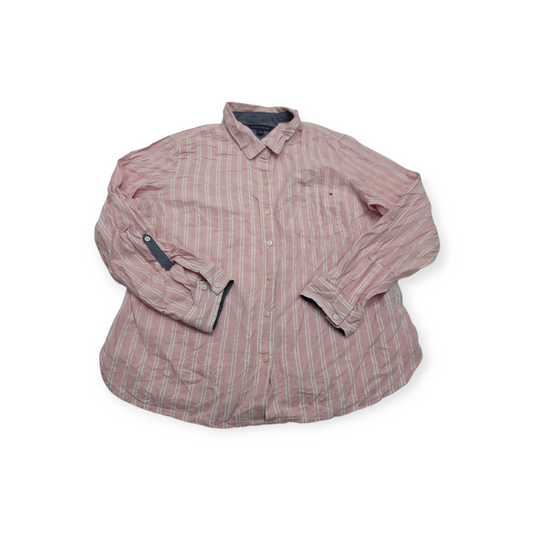Camisa Tommy Hilfiger Xgrande Xl Rosa Rayada Extra Grande