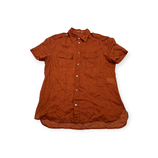 Camisa Prada De Mujer Xgrande Xl Naranja Manga Corta