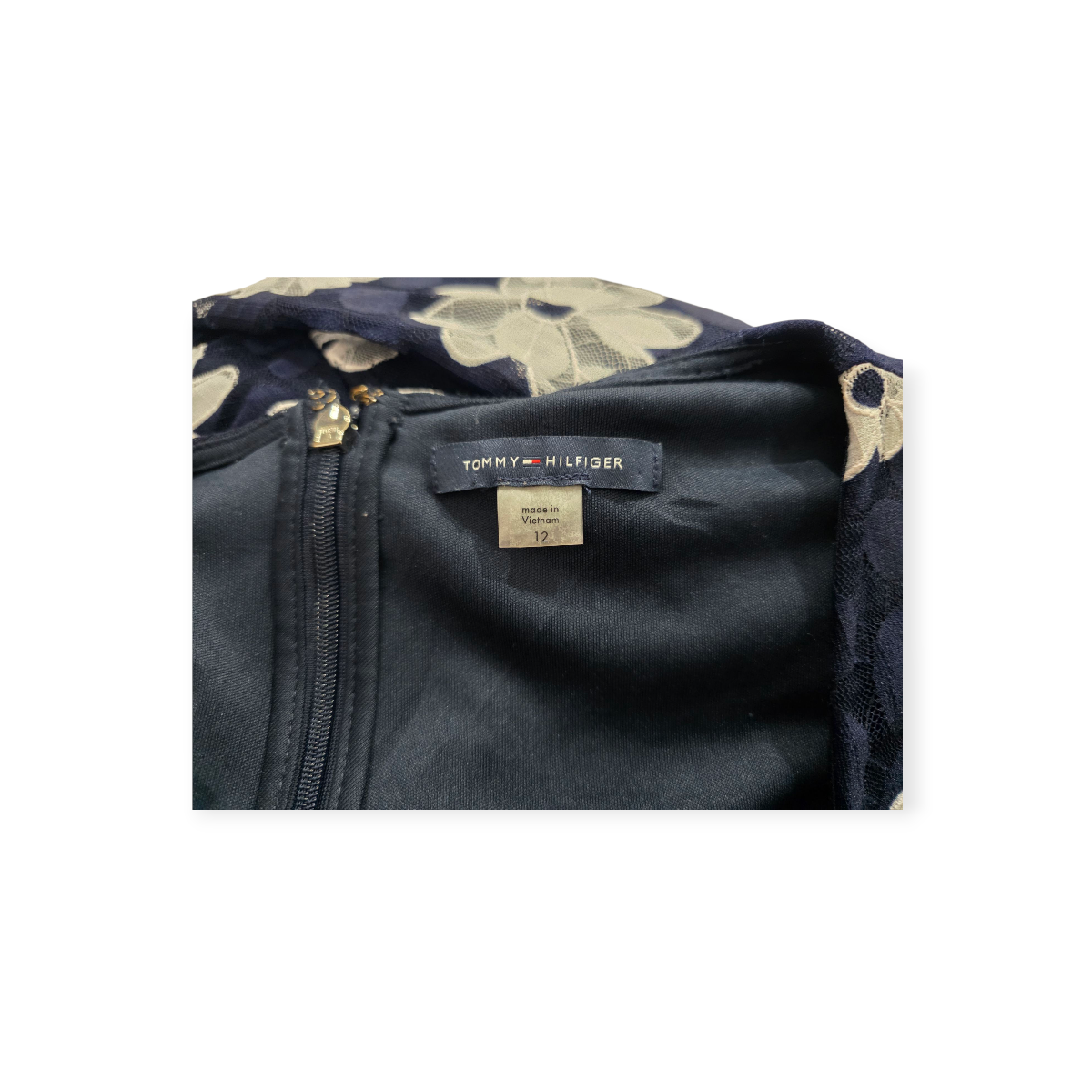Vestido Tommy Hilfiger Talla 12 Azul Marino Floreada