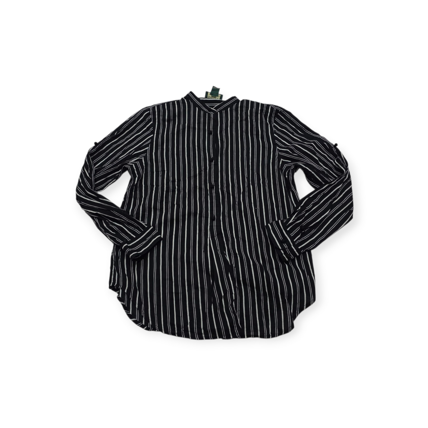 Camisa Ralph Lauren Mediana M Negro Con Gris Y Blanco Rayada