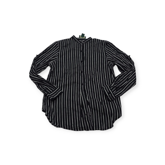 Camisa Ralph Lauren Mediana M Negro Con Gris Y Blanco Rayada