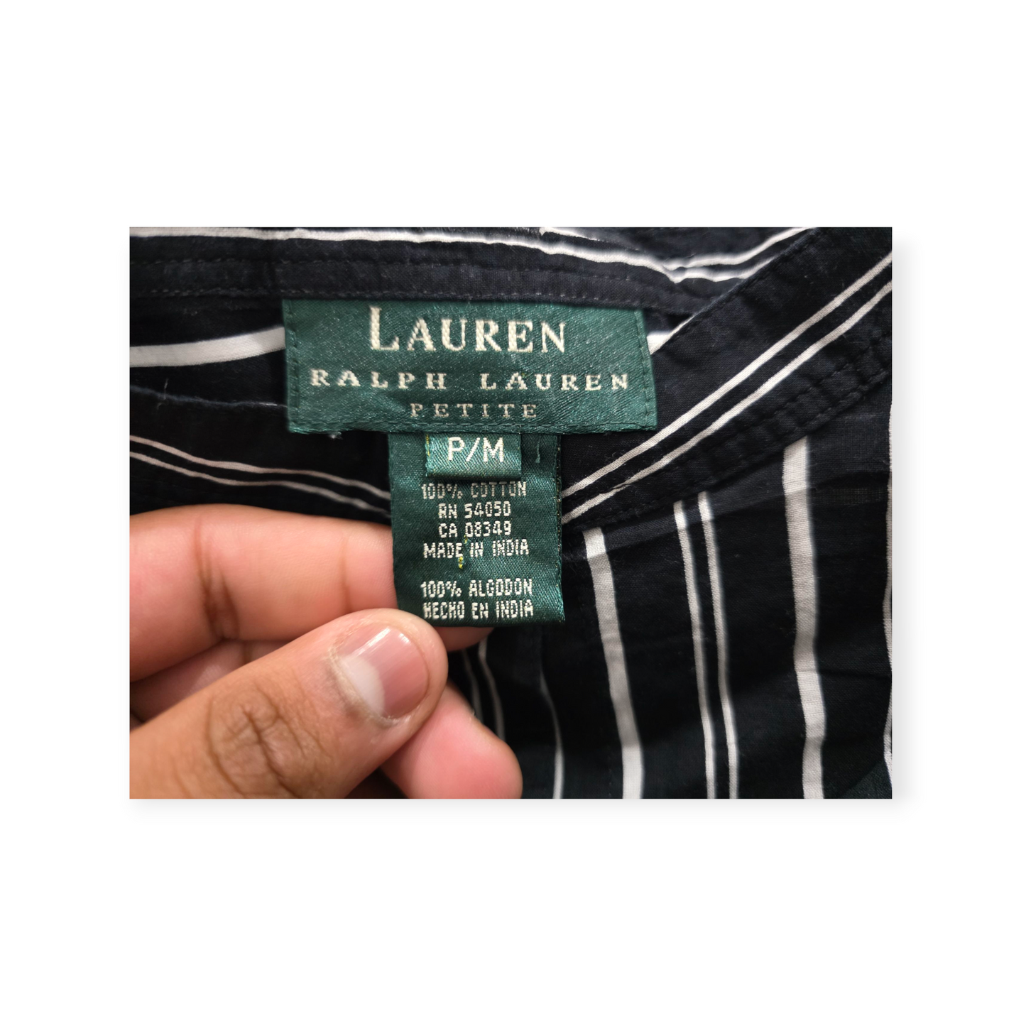 Camisa Ralph Lauren Mediana M Negro Con Gris Y Blanco Rayada