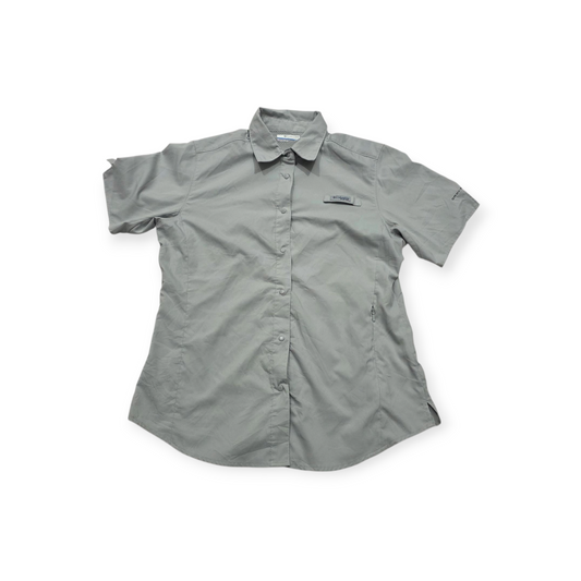 Camisa Columbia Pfg De Mujer Gris Manga Corta