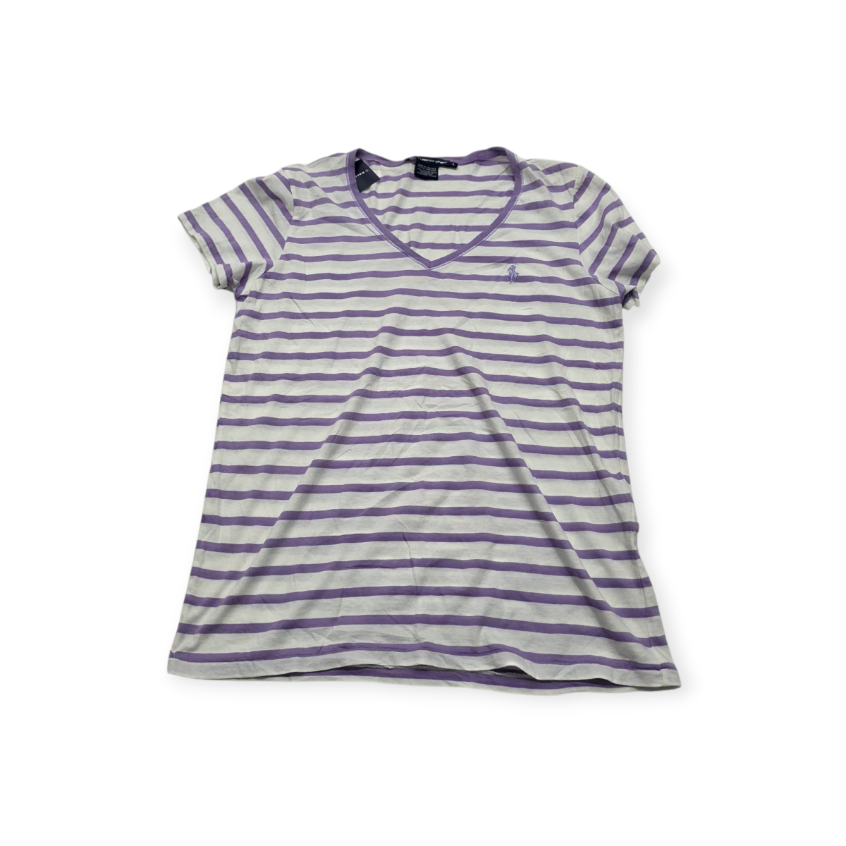 Playera Ralph Laurensport Mujer Grande L Blancac/lineas Lila