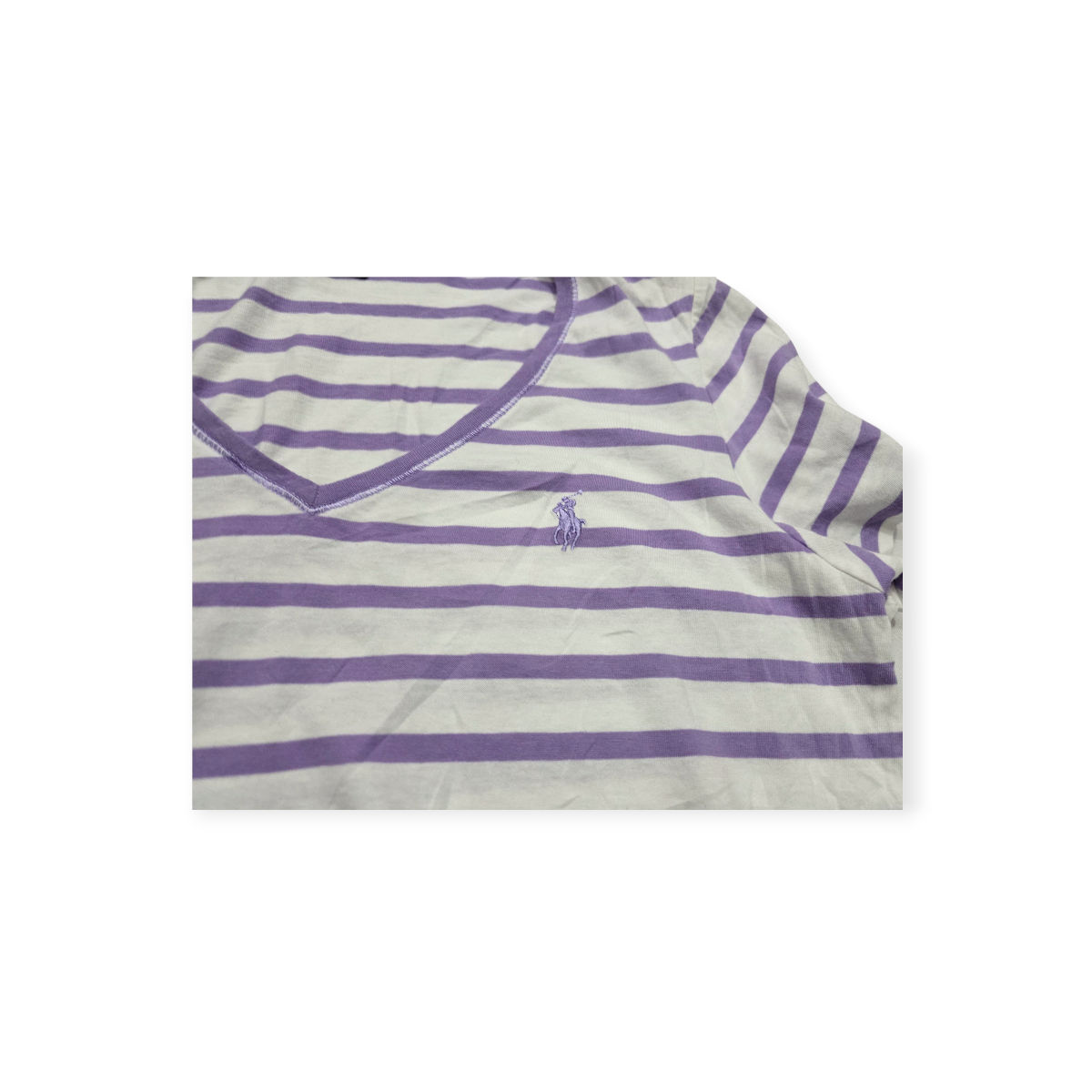 Playera Ralph Laurensport Mujer Grande L Blancac/lineas Lila