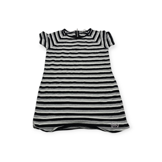 Vestido Michael Kors M Rayado Negro/gris/blanco Manga Corta