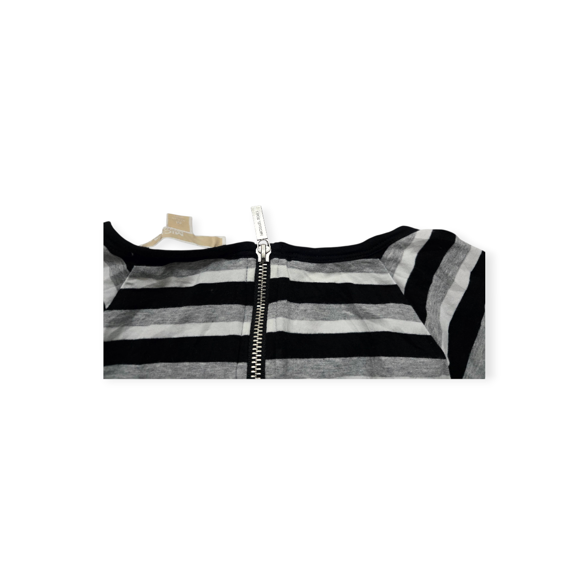 Vestido Michael Kors M Rayado Negro/gris/blanco Manga Corta