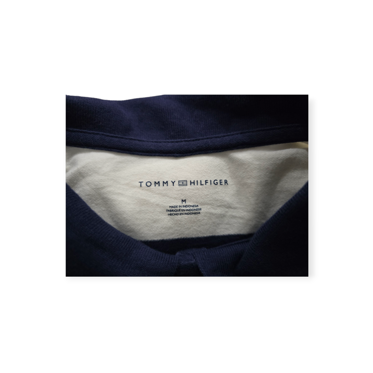 Playera Tommy Hilfiger Mediana M Cuello Polo Blanca C/ Azul