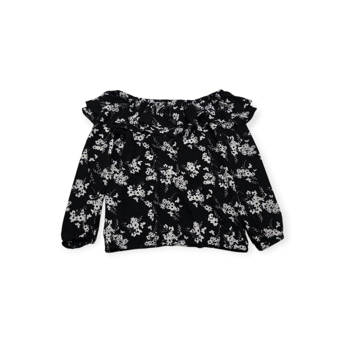 Blusa Michael Kors Xchico Xs Campesina Negra Con Flores