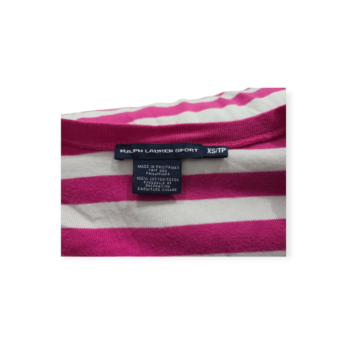 Playera Ralph Lauren Sportmujer Blanca/rosa Rayada Pony Verd