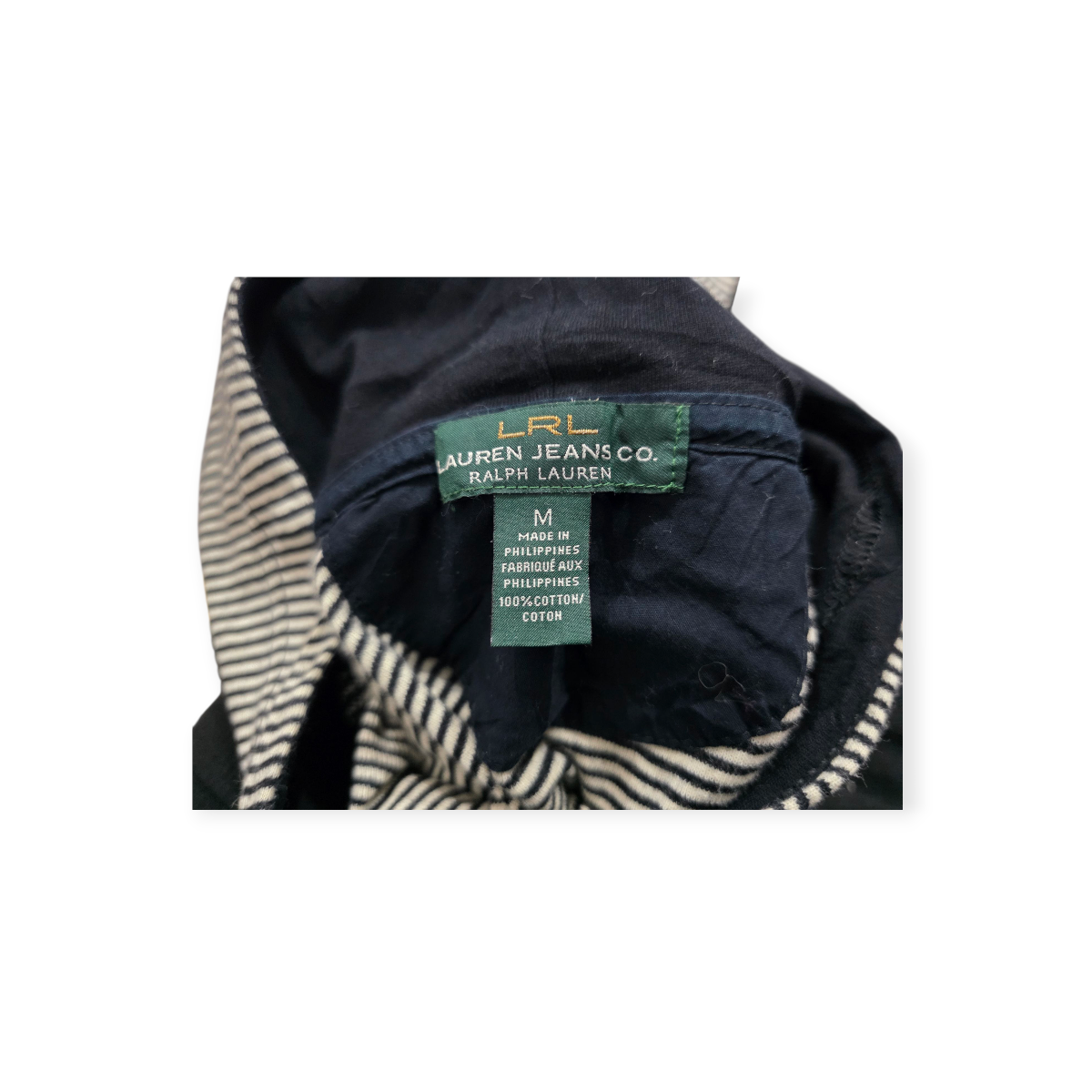 Sudadera Ralph Lauren D Mujer Mediana M Negra Blanco Rayada